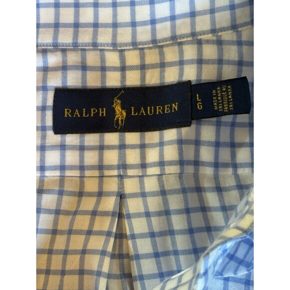Ralph Lauren Men’s Size large Plaid White Blue Button Down Shirt - Picture 3 of 5